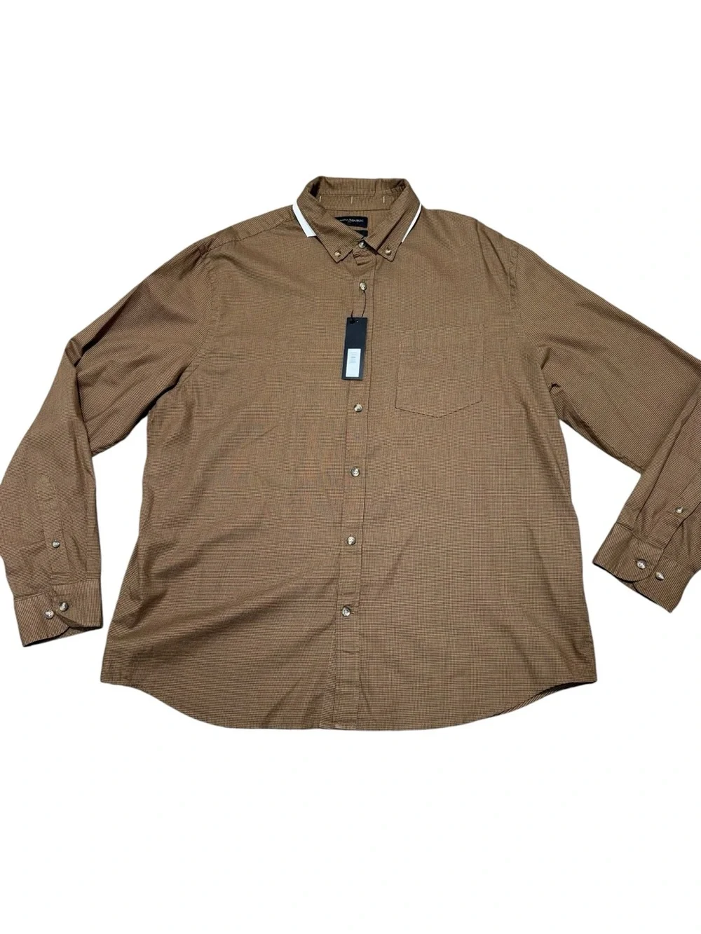 Banana Republic Men’s XL Untucked Fit Brown Button Down Shirt 100% Cotton NWT